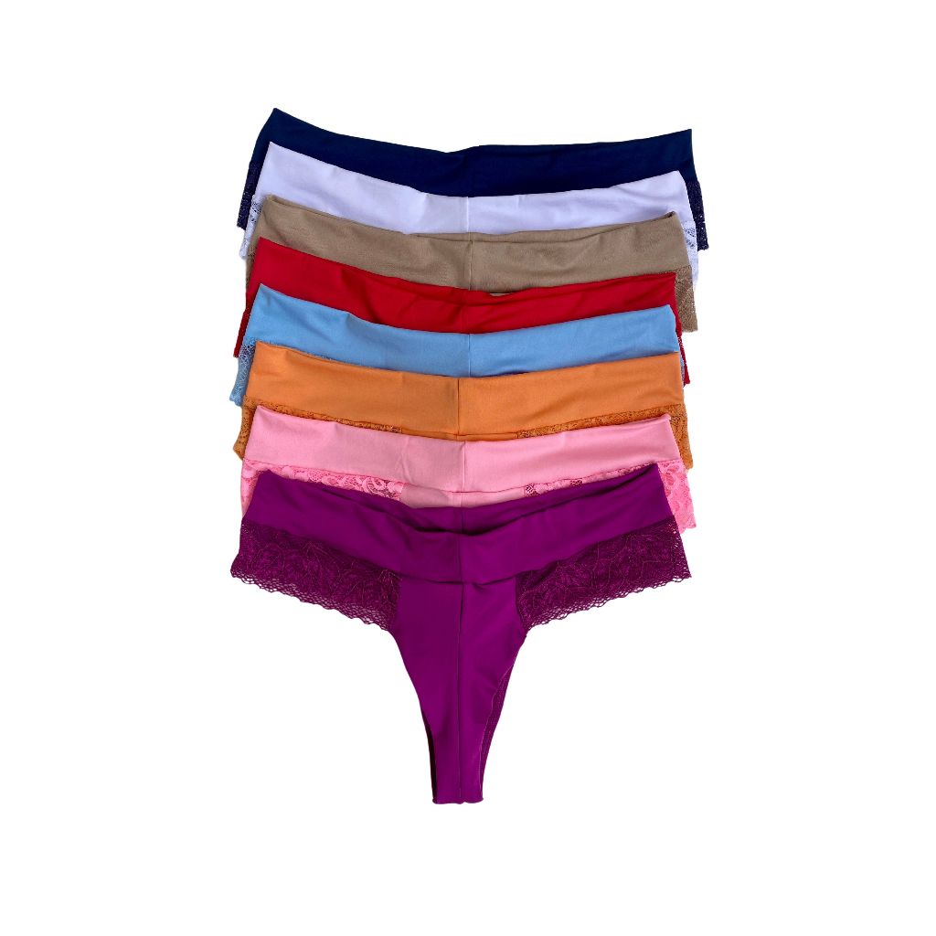 Kit c/ 5 Calcinha Fio Duplo  Empina Bumbum Renda Lateral Conforto Não Marca em Oferta na Shopee