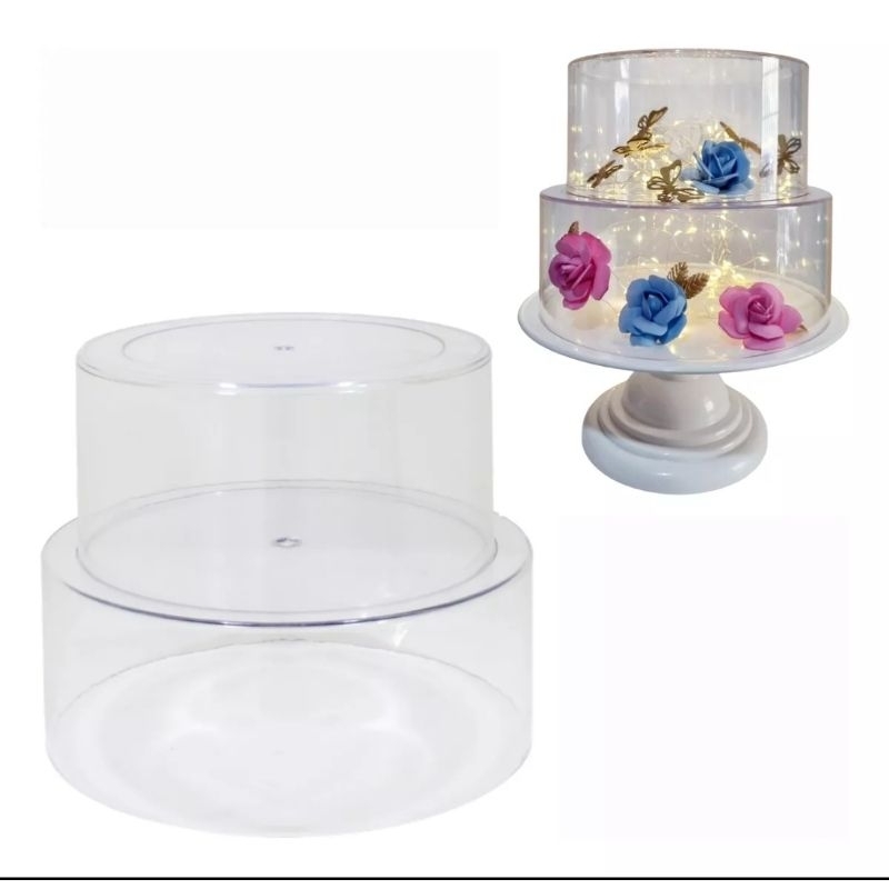 Bolo Fake Para Decorar em  Acrílico Cristal  ( Bases 20 e 25x10  Vazadas sem tampa)