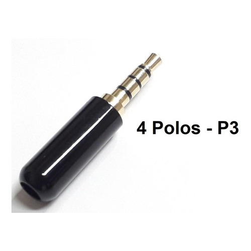 Plug P2 4 Polos P3 - 4 Vias - Áudio Estéreo Fone Microfone Reposição Fone de Ouvido Celular