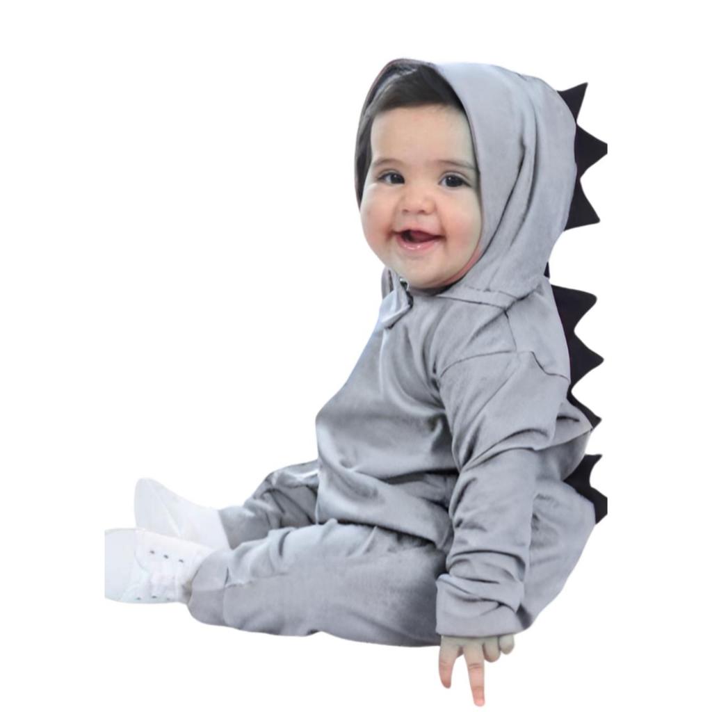 Macacão Dino Dinossauro Para Bebê Menino E Menina Com Capuz em Oferta na Shopee