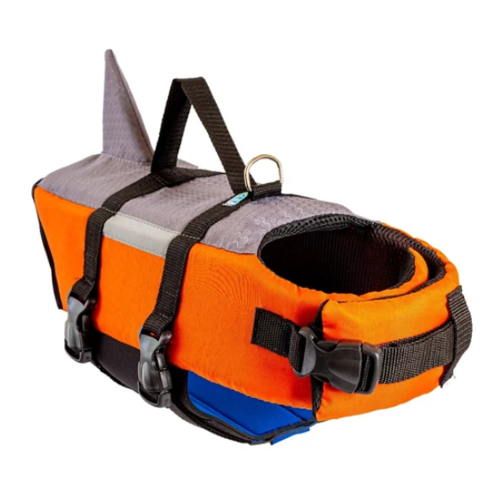 Colete Salva Vidas Pet Cães Cachorro Flutuador Laranja/Cinza para Cães roupas Pet