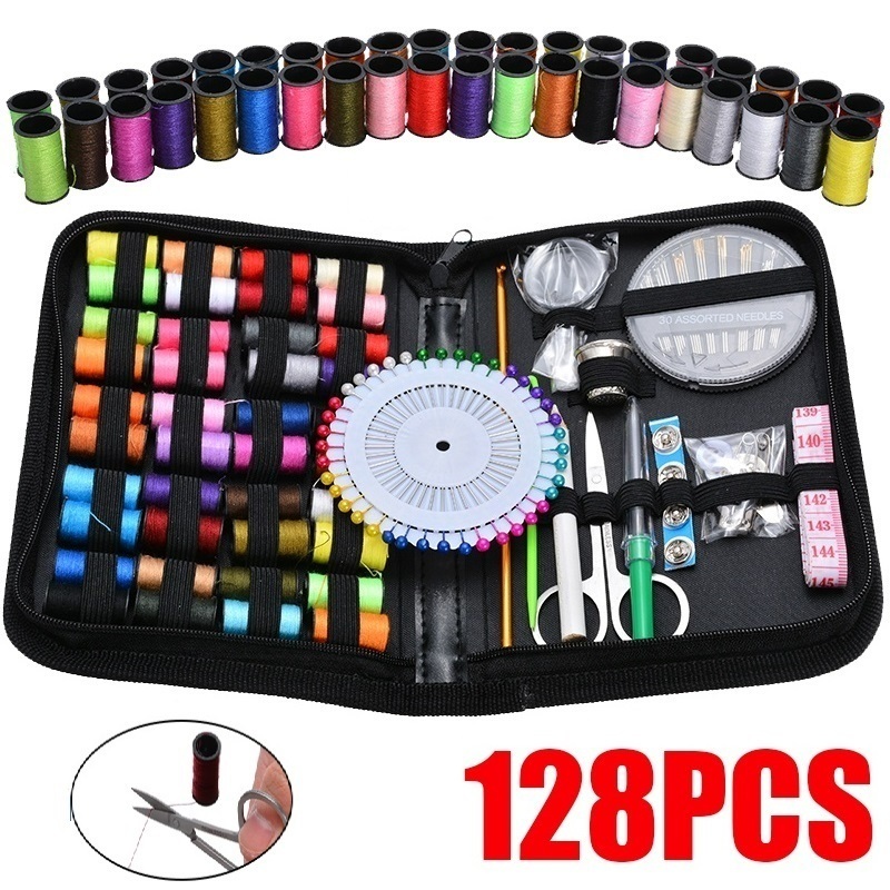 128pçs Kit De Costura Portátil Para Viagem Em Casa Ferramentas Profissional De Emergência