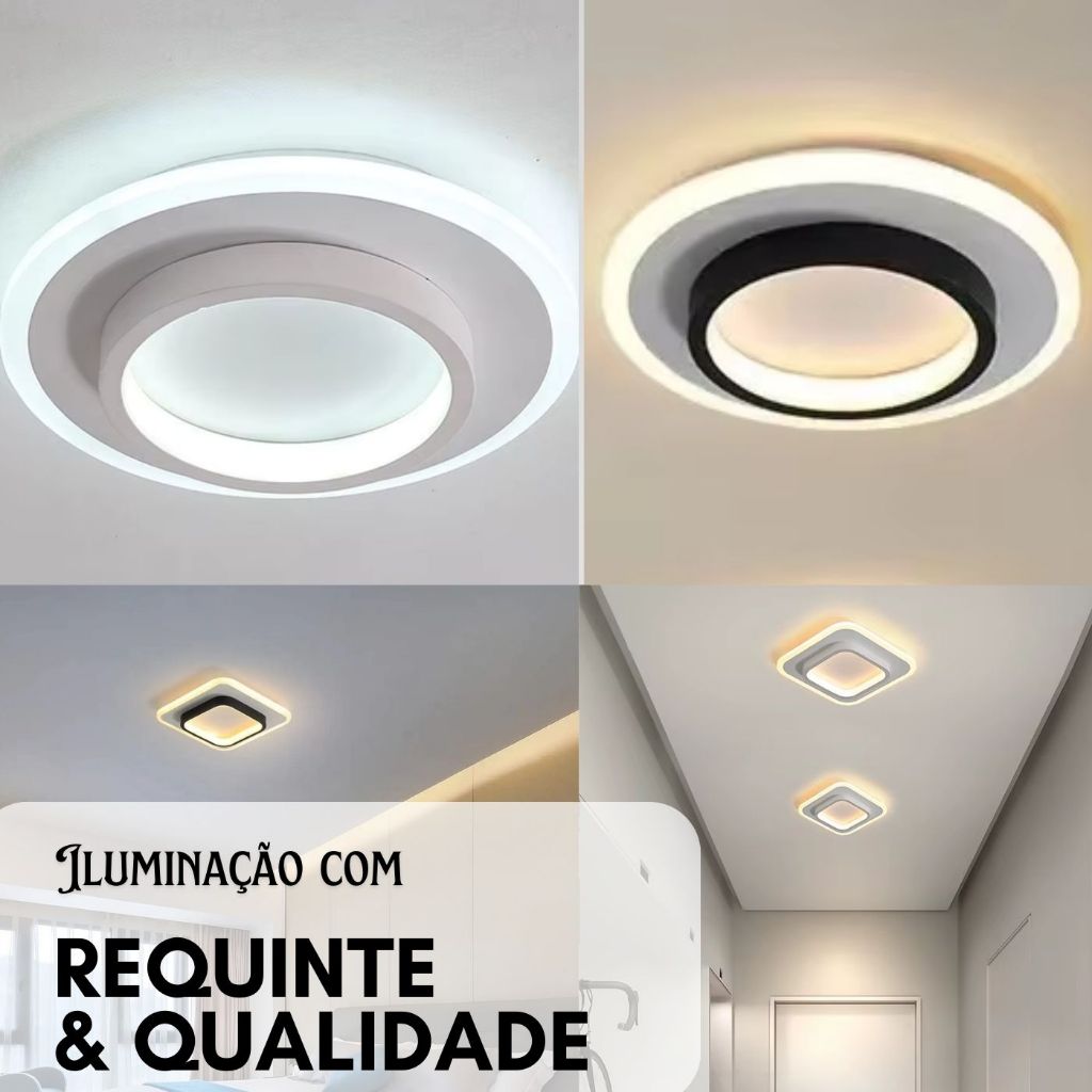 Plafon Redondo e Quadrado Luminária De Teto Moderna LED Para Sala Quarto 3em1 Lustre Decoração