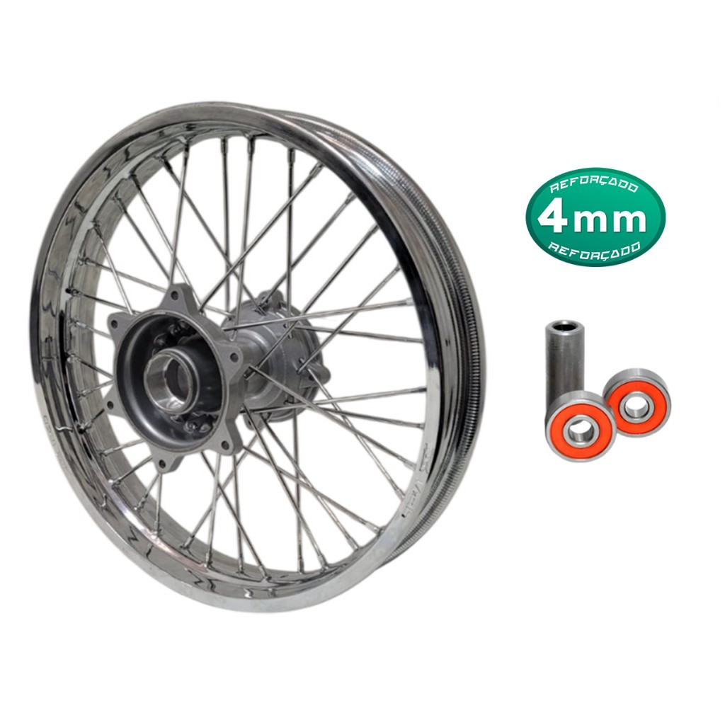 Roda Traseira Raio 4mm Bros 160 Disco + Rolamentos