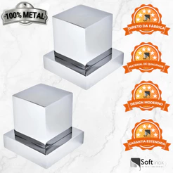 Kit 2 Acabamentos de Registro Cromado Quadrado 100% Metal Padrão Deca