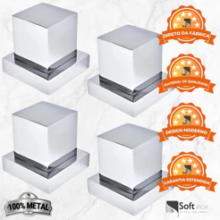 Kit 4 Acabamentos de Registro Cromado Quadrado 100% Metal Padrão Deca