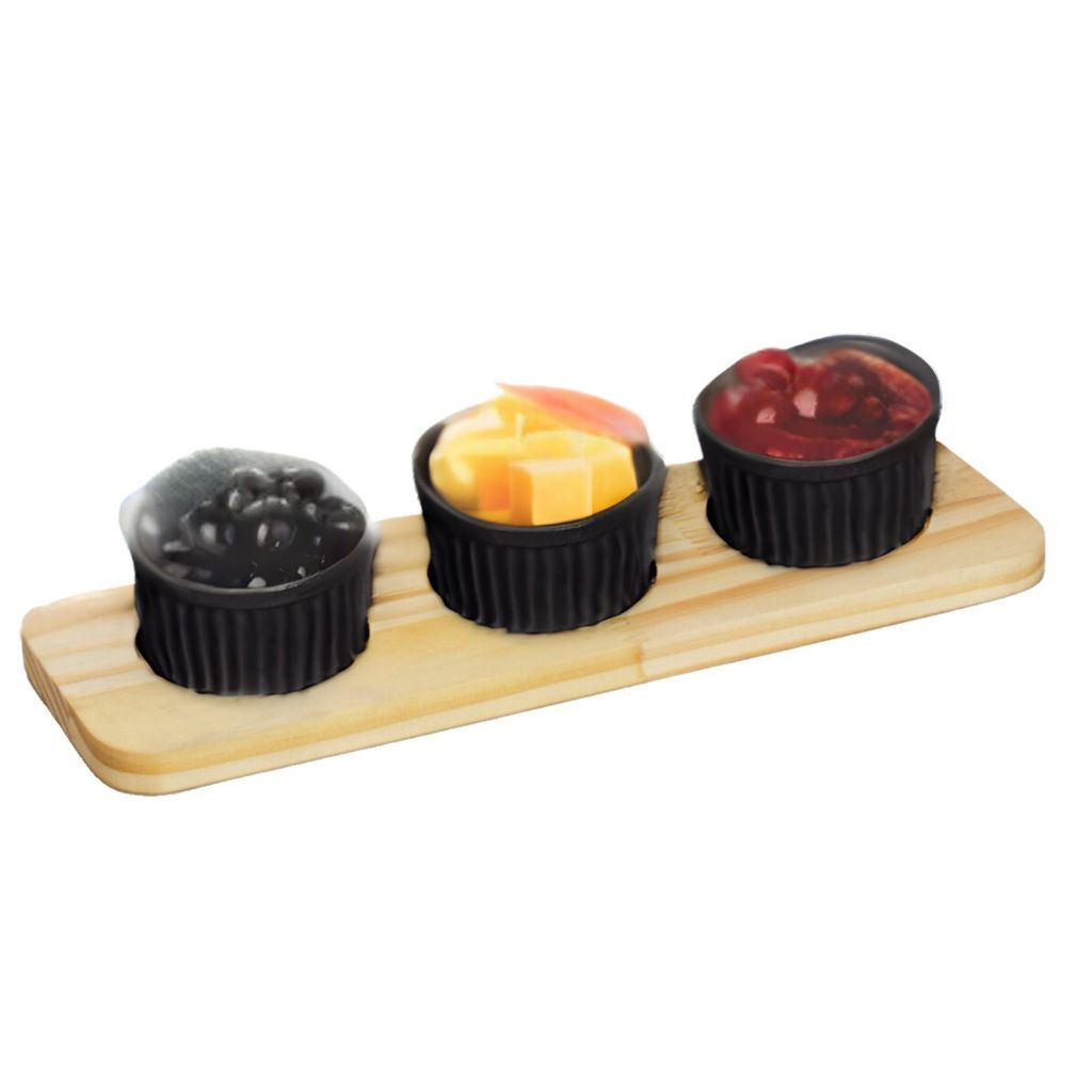 Petisqueira Trio Molheira 77ml Tabua De Frios Servir Petiscos Aperitivo Queijo Frutas Porta Molho