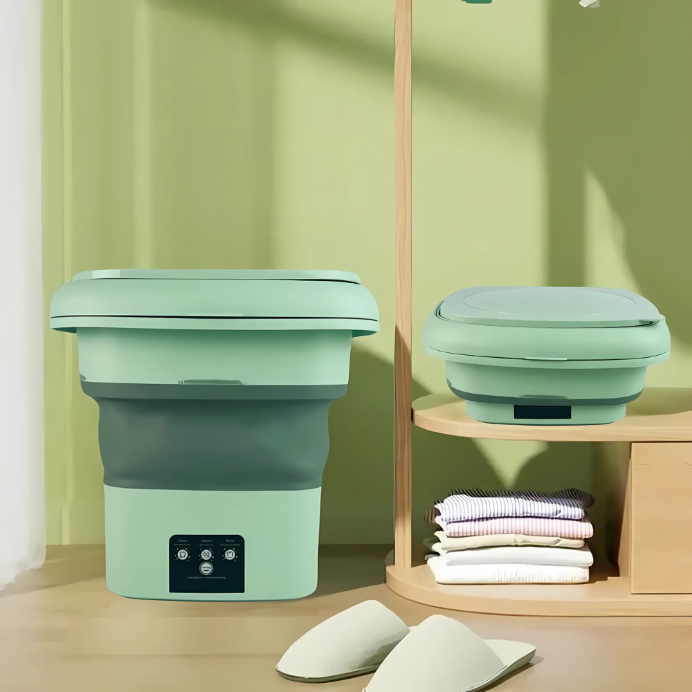 Imagem Mini máquina de lavar roupa dobrável portátil automática interior de viagem moderna MEGGAFLEX