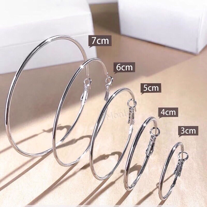 3/6/12 brincos de Argola Liso Dourado e Prata Grande Médio Pequeno Tamanho 3cm/4cm/5cm/6cm/7cm/8cm/9cm/10cm em Oferta na Shopee