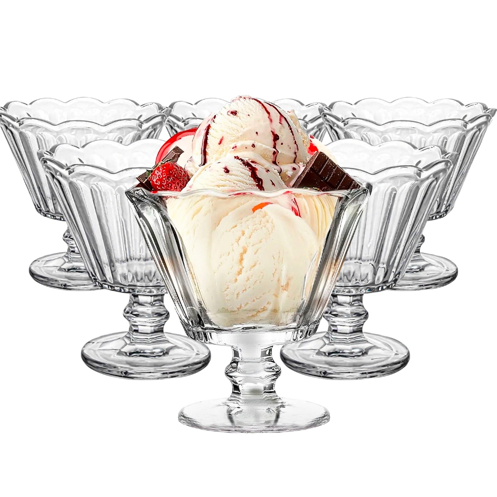 Jogo 6 taças De Vidro Para Sobremesa 150ml Lótus Premium Doce Sorvete Haus Concept Cristal