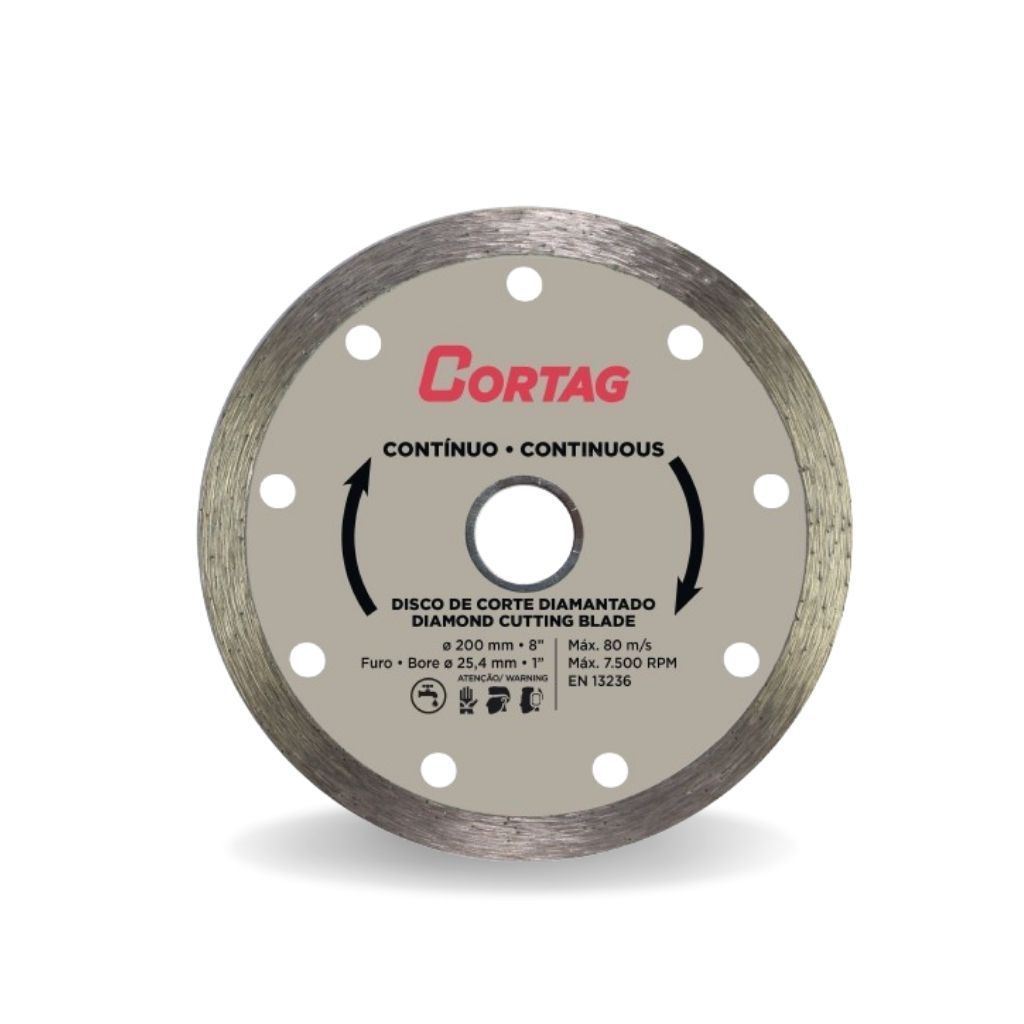 Disco de Corte Diamantado Contínuo 200mm Cortag em Oferta na Shopee