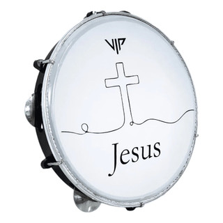 Pandeiro Profissional 10 Pol Pele Leitosa Vip Jesus P10-JESUS1 - 60164