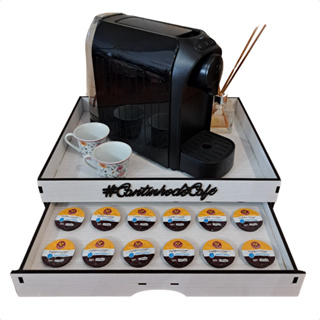 Bandeja Porta-Cápsulas Gaveta Três Corações Cantinho Café da Manhã Branca MDF Resistente Cafeteira em Oferta na Shopee