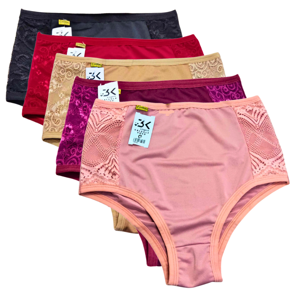 kit 5 calcinha calçola senhora cintura alta hot pants REGULAR e PLUS SIZE conforto (KIT 5 Maria) em Oferta na Shopee