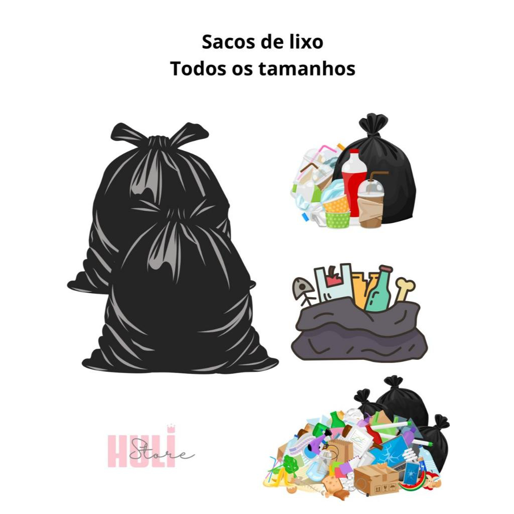 Saco de Lixo preto resistente com 100 unidades 20/40/60/100 Litros barato