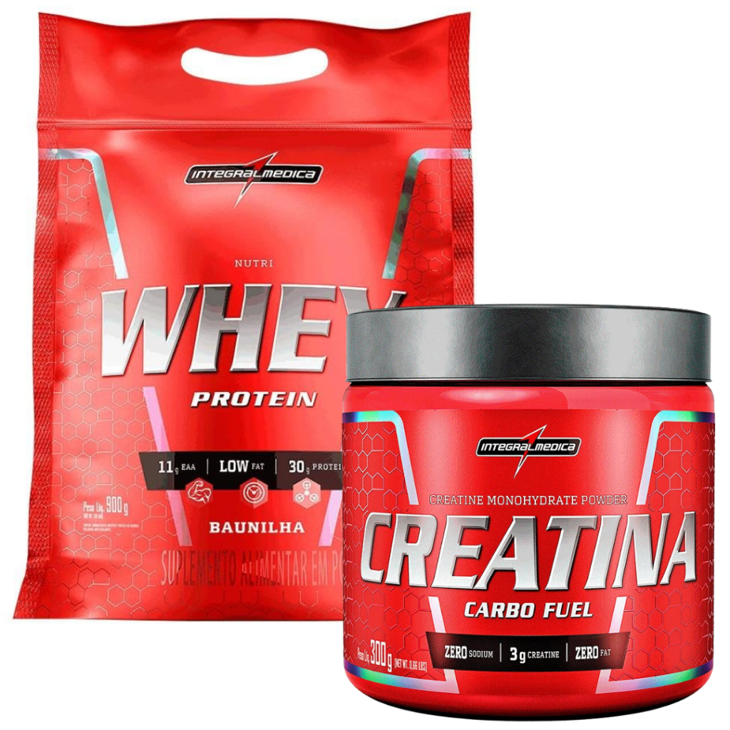 Kit 1x Whey Protein Nutri  900g Refil + 1x Creatina 300g - Integral Médica em Oferta na Shopee