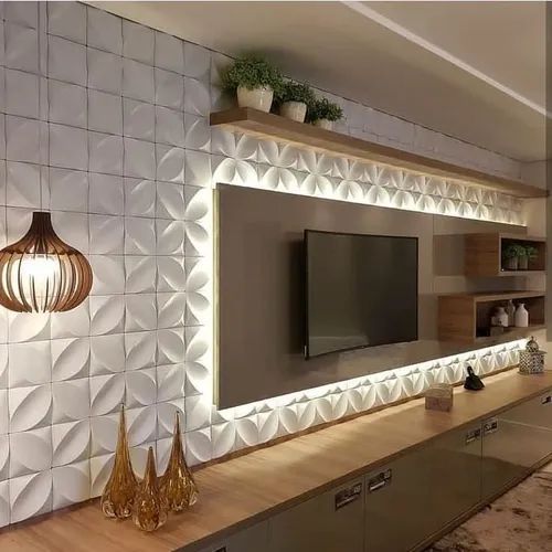 Kit 100 Placas 3D PVC 25x25 cm Revestimento Para Sala Quarto Cozinha