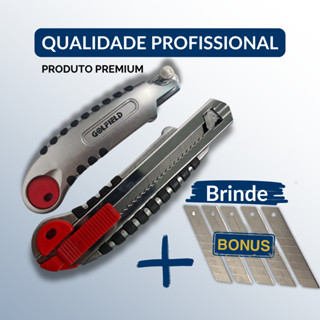 Estilete Profissional Emborrachado - Recarregador Automático + 5 Lâminas, Pegada Ergonômica em Oferta na Shopee