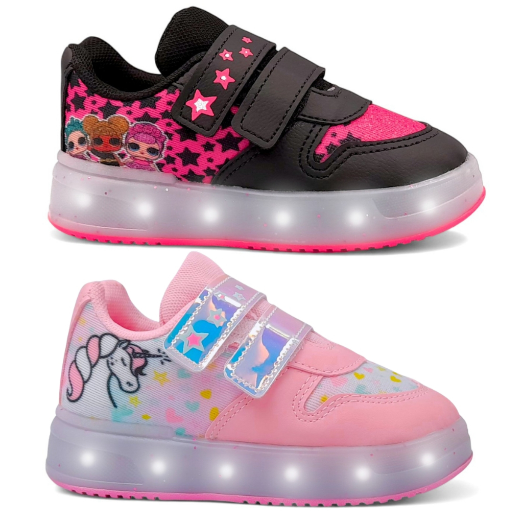 Tenis Com Luzes Led Lol Unicornio Infantil Feminina