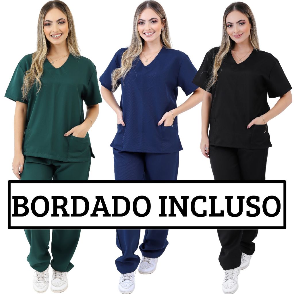 Conjunto Pijama Cirúrgico Oxford Scrub Hospitalar Privativo UNISSEX , BORDADO GRATIS + BRINDE