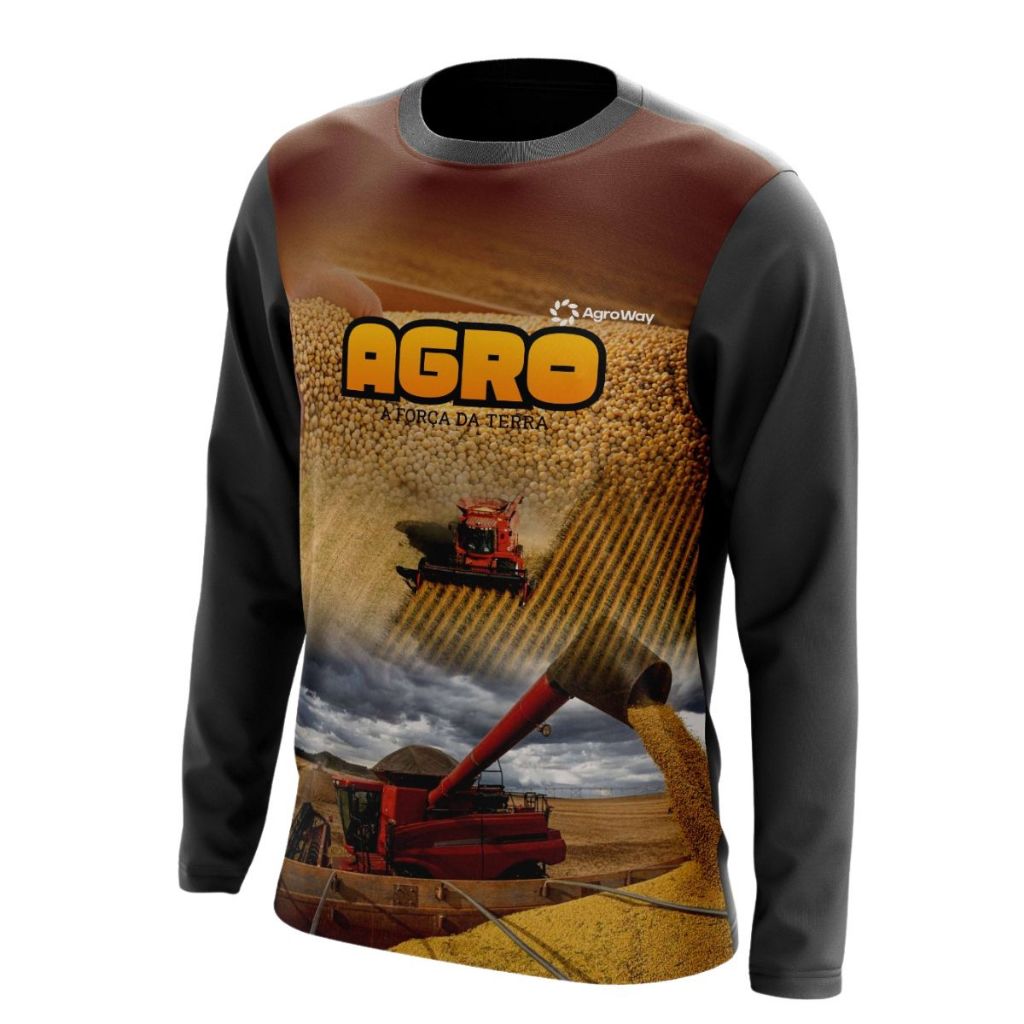 Camisa Camiseta Agro Térmica UV Colheitadeira Soja Agricultura Blusa Manga Longa Proteção Solar