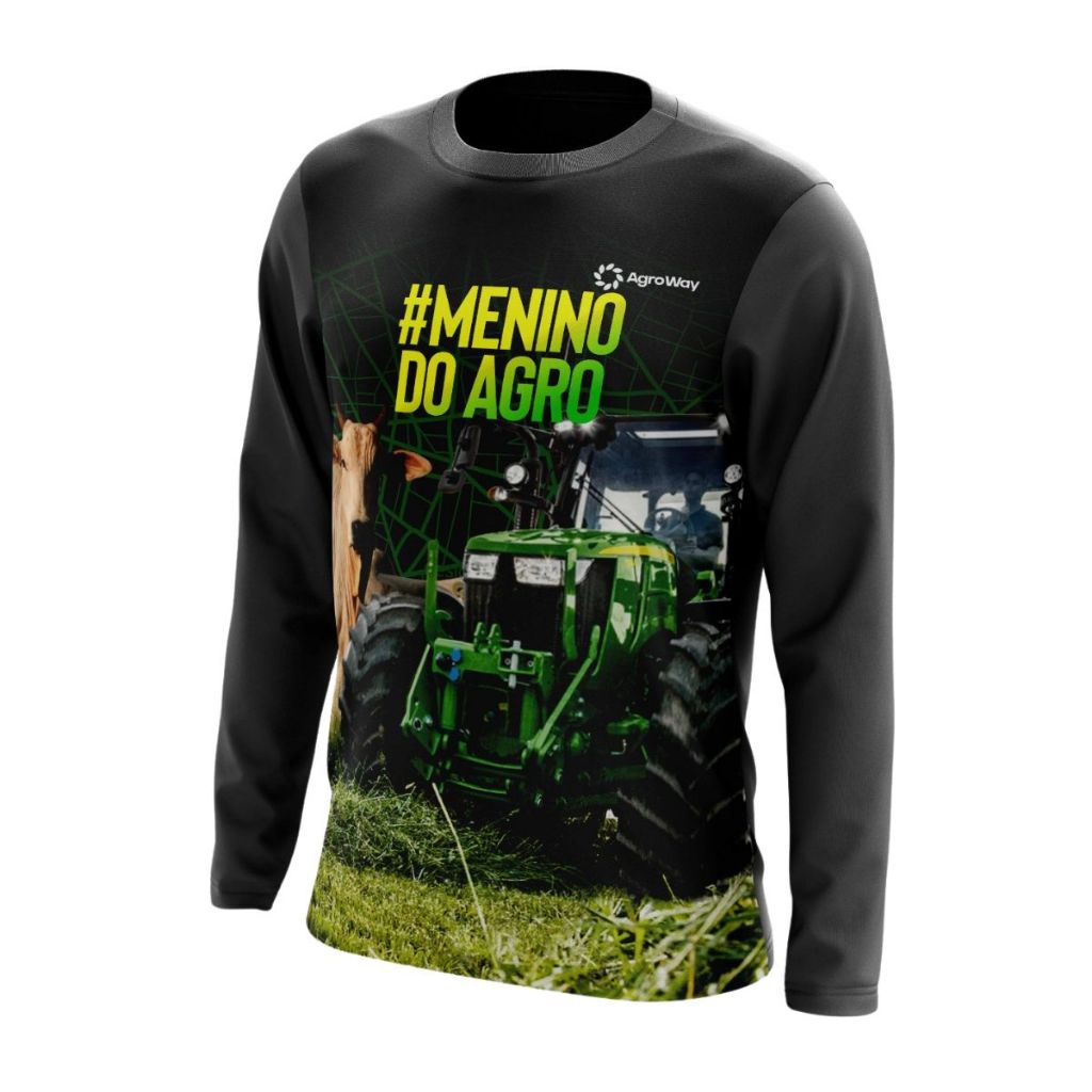 Camisa Agro Camiseta Térmica Proteção Solar UV Trator Verde Blusa Manga Longa Masculina