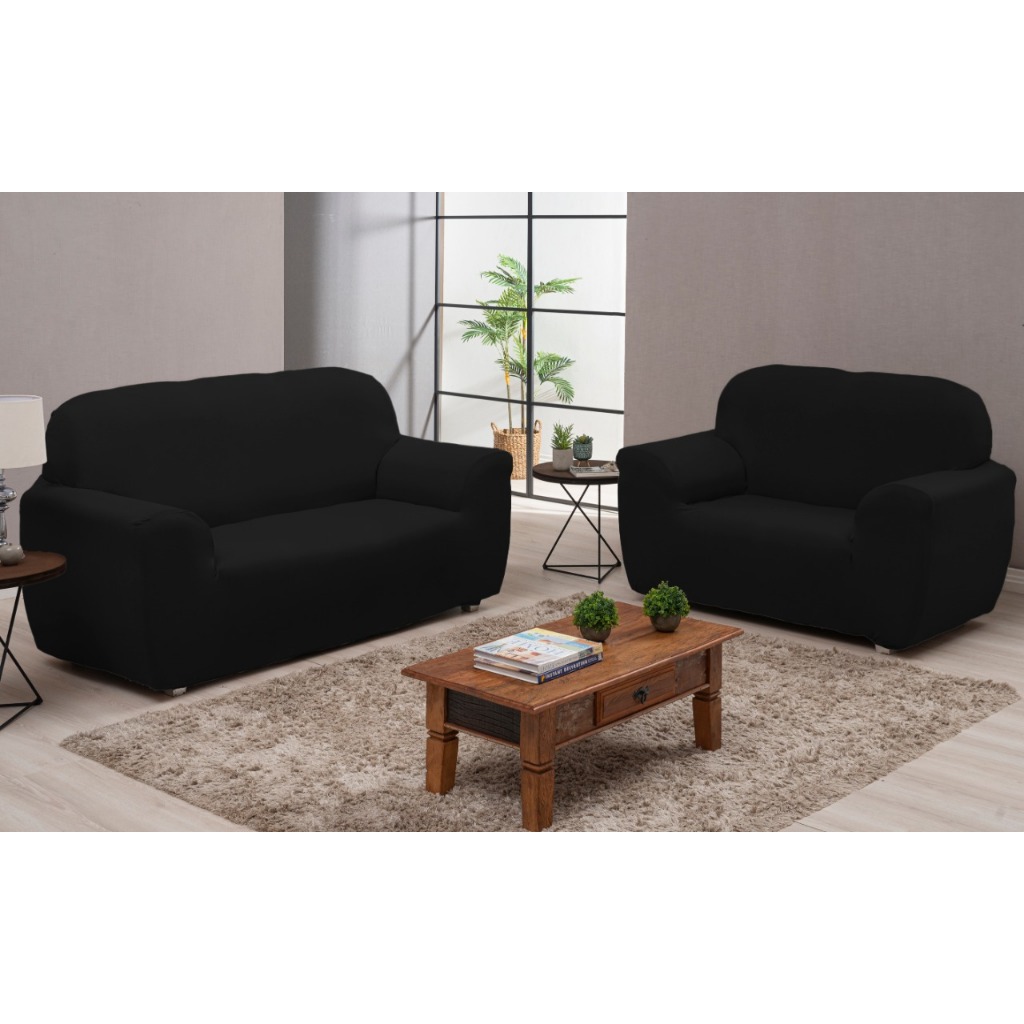 Capa de Sofá Kit 2 e 3 Lugares modelo Coladinho em Malha Gel com Tarugo e Elástico