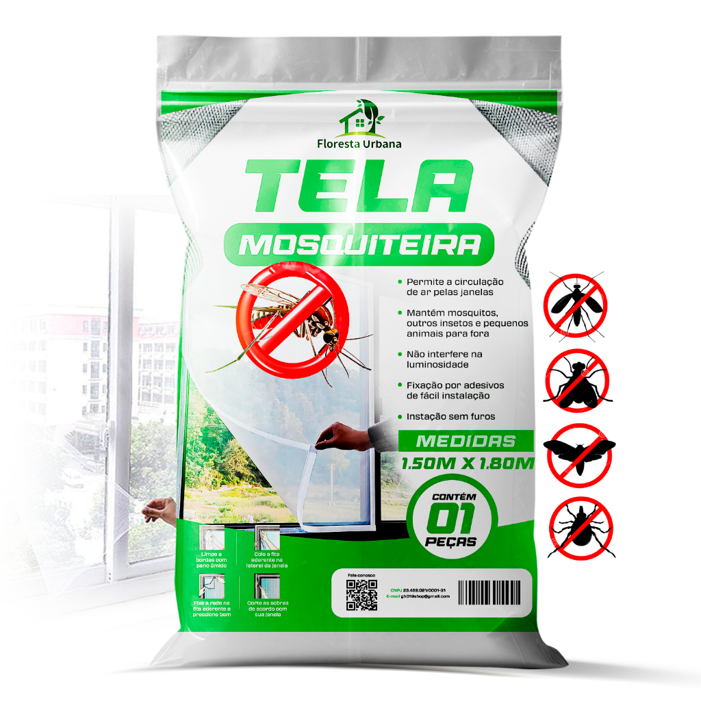 Tela Mosquiteira 1,50x1,80 Proteção Anti-inseto Mosquito Moscas Baratas Janela Com Auto colante