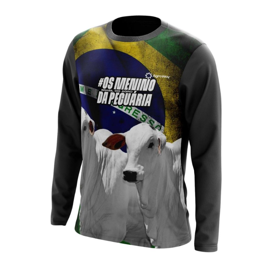 Camisa Camiseta Agro Proteção Solar Boi Pecuária Brasil Blusa Manga Longa