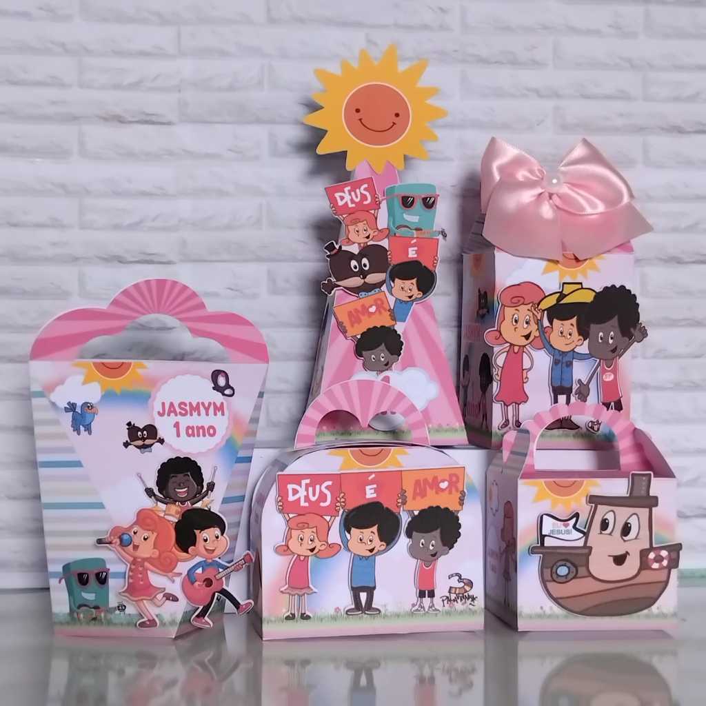 Kit Festa Infantil Personalizado Caixinhas Lembrancinha Aniversário 3 PALAVRINHAS ROSA