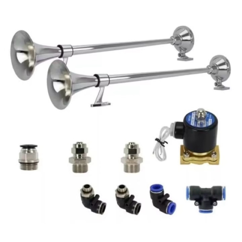 Kit 2 Buzina Marítima 74 cm conexão 12 ou 10mm , válvula de 1/2 , chapa inox, mang 10 ou12mm