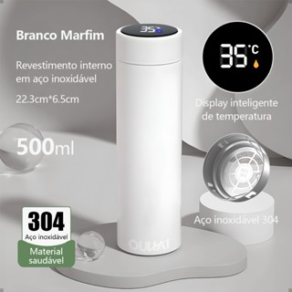 Garrafa Copo térmico de aço inox 500ML com display digital de temperatura, ideal para viagens, academia e escritório em Oferta na Shopee