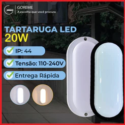 Luminária Arandela Tartaruga LED 20W Bivolt | Preto ou Branco | Luz Branca ou Luz Quente | A Prova D'Água