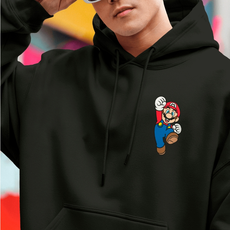 Moletom Blusa De Frio Blusão Super Mário Bros Estampado Inverno Moletom Flanelado Canguru Geek Nerd
