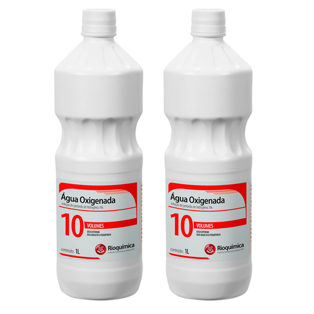 Kit 2 Água Oxigenada 10 Volumes de 1 Litro - Rioquímica