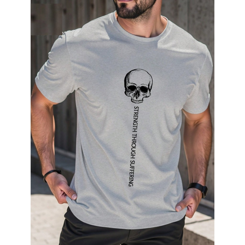 Camiseta de Manga Curta com Estampa Caveira Algodão Casual Masculina, Unissex em Oferta na Shopee