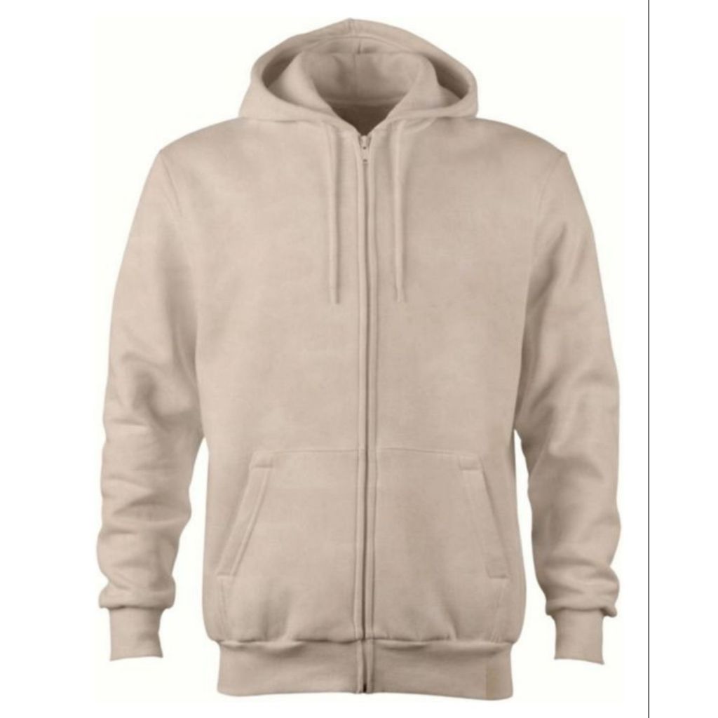 Moletom Com Ziper, Masculino E Feminino Confortavel Bege Liso Josty