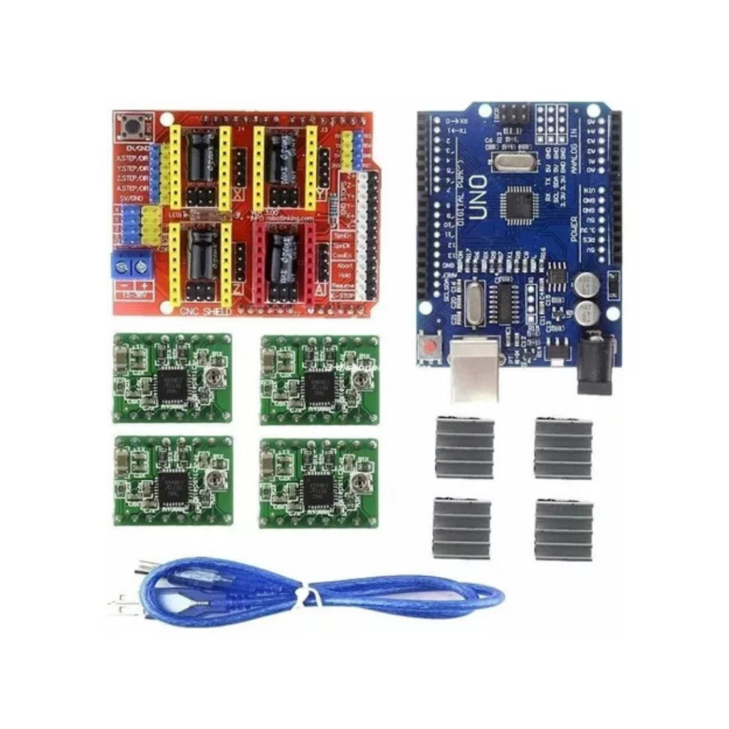 Kit Cnc Shield V3 + Compatível Arduino Uno R3+4 Drive A4988