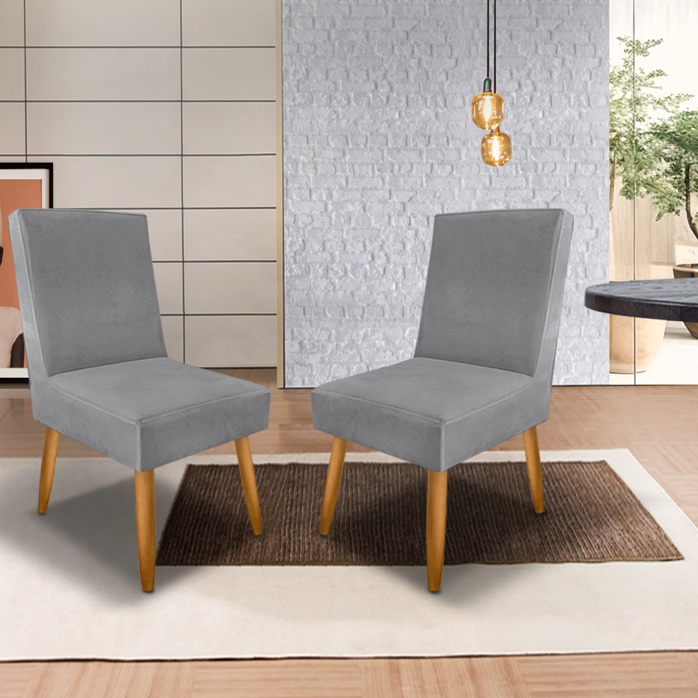 kit Cadeira Aurora Sala Jantar Decoração Poltrona Luxo Pés Palito Suede  - Trida Moveis