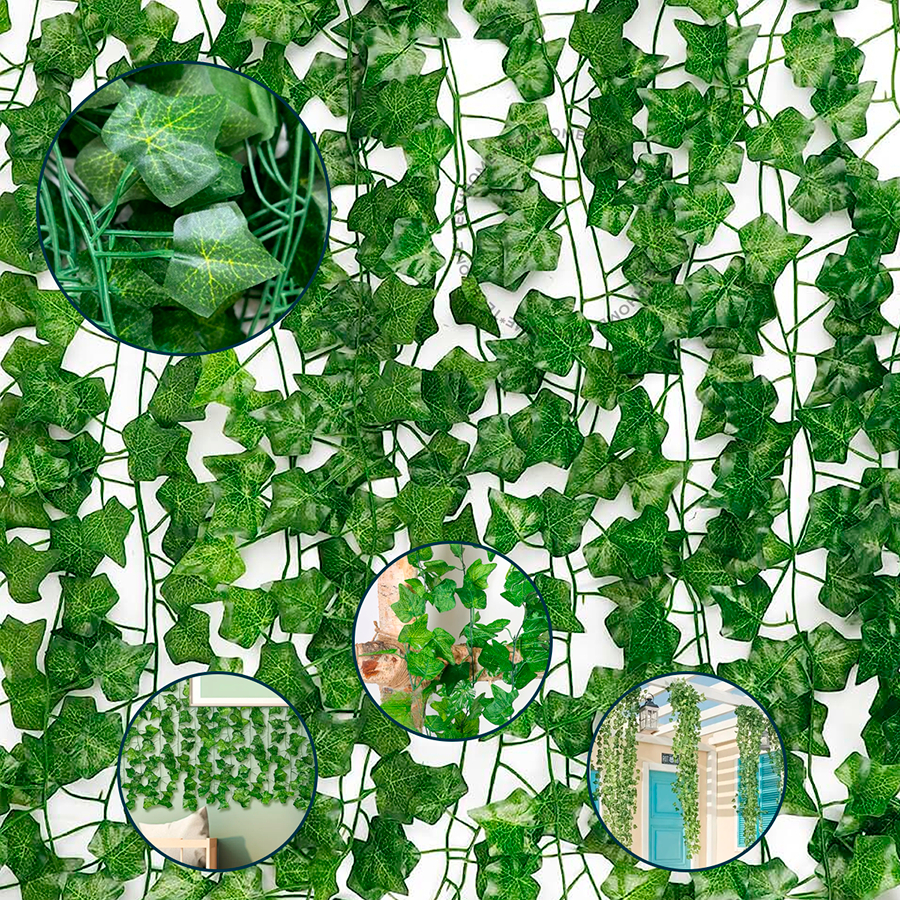 48 Metros Hera Verde Planta Artificial Trepadeira Ramas Folhagem Pendente