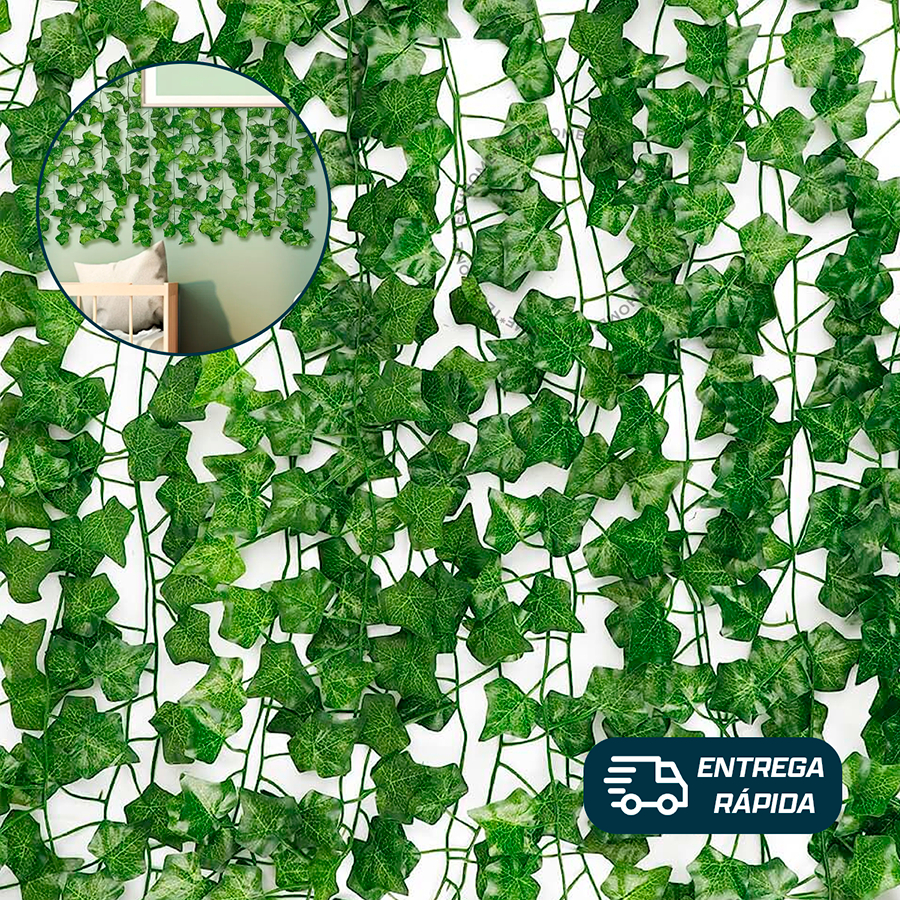 48 Metros Hera Verde Planta Artificial Trepadeira Ramas Folhagem Pendente em Oferta na Shopee