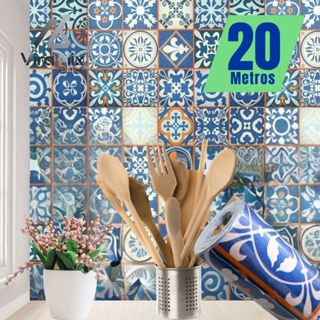 Papel de Parede Adesivo Azulejo Português Autocolante Rolo 5m x 45cm Cozinha Banheiro em Oferta na Shopee