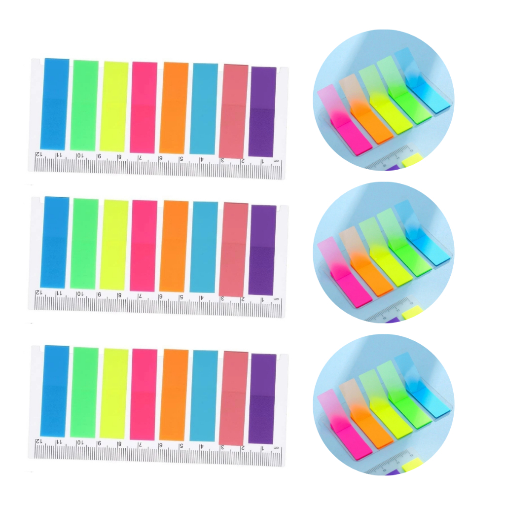 Kit 6 Marcador de página Diversas cores com régua de 12cm - Escritório/Casa/Escola/Faculdade em Oferta na Shopee