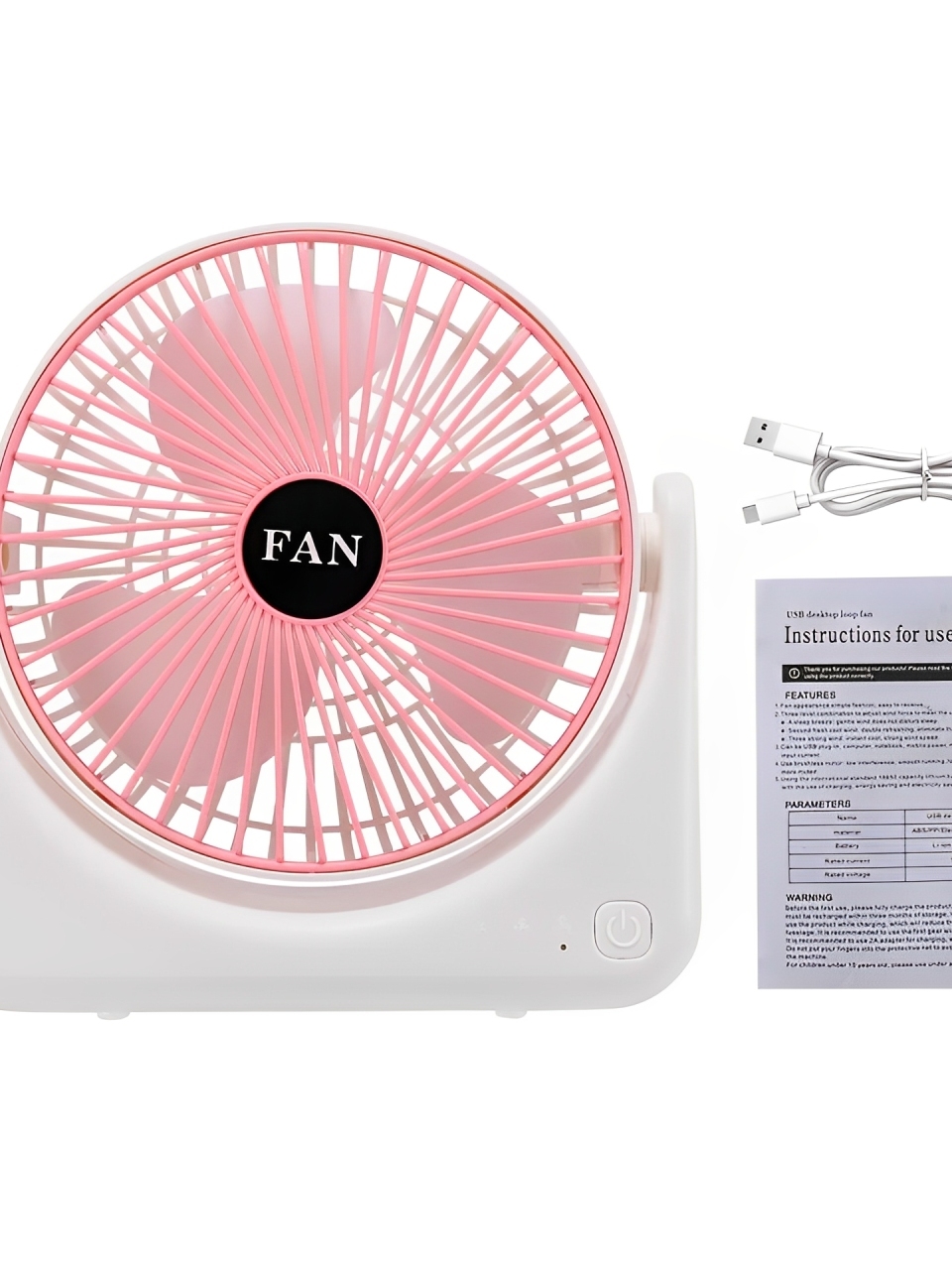 Mini Ventilador Portátil Bivolt USB Recarregável De Mesa 3 Niveis de Velocidade