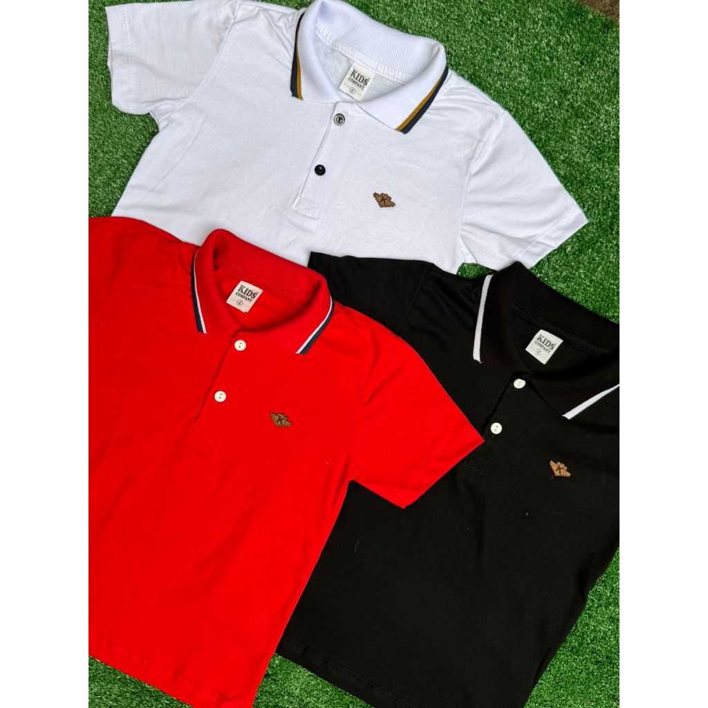 KIT 3 Camiseta Polo Infantil Blusa de Menino Criança 100% Algodão Tamanho 1 ao 14 anos