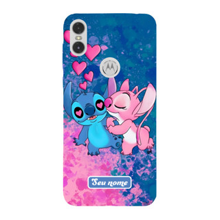 Capinha para Moto One Personalizada Anti Impacto - Stich Stiti e angel rosa com nome em Oferta na Shopee