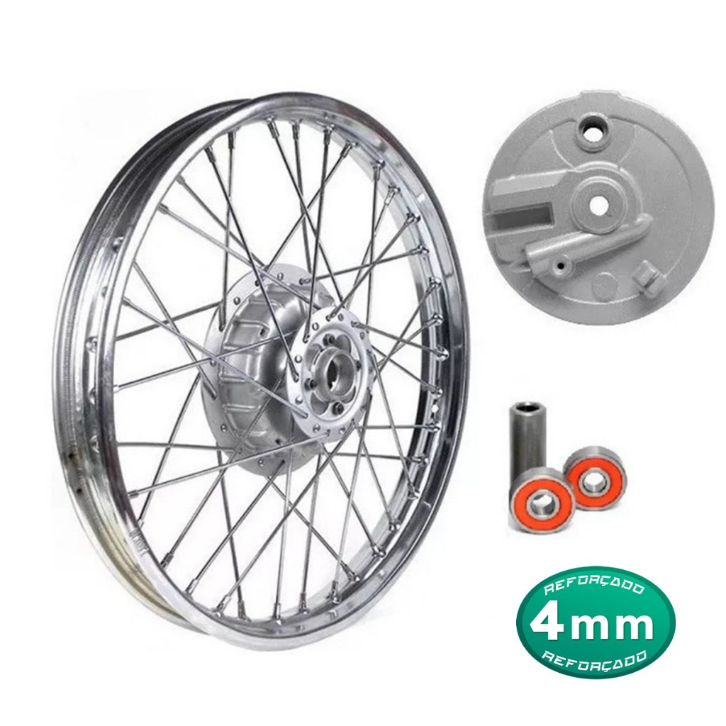Roda Dianteira Raio 4mm Bros 125 / 150 / 160 Tambor Espelho / Rol.