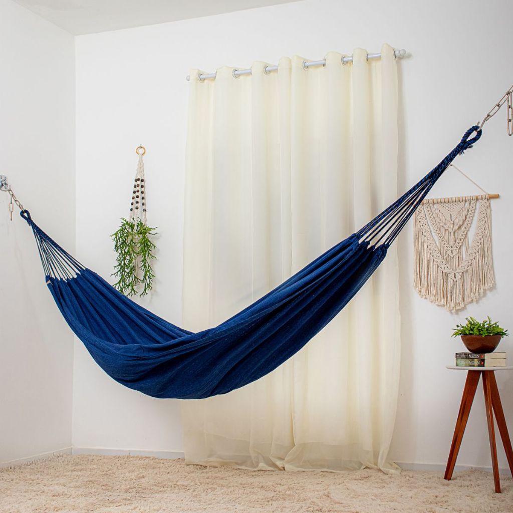 Rede de Dormir Jeans Life Basic Azul Royal com Preto.
