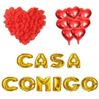 500 Pétalas + 10 Balão Coração + Frase Casa Comigo em Oferta na Shopee