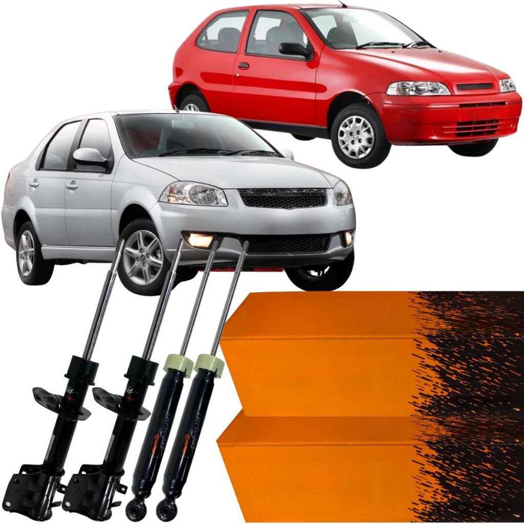 Kit Amortecedor Dianteiro Traseiro Fiat Palio Siena 1.4 2001 Á 2013